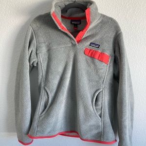 Gray and Coral Patagonia Re-Tool Sweater